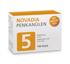 NOVADIA Pen Kanüle 5 mm 32 G mit Abwurfbox