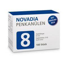 NOVADIA Pen Kanüle 8 mm 31 G mit Abwurfbox
